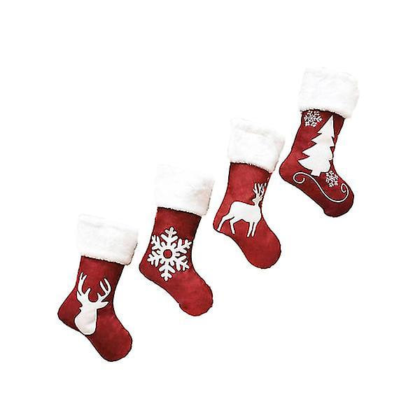 4 st Hängande Godispåse Strumpor Design Julklappspåse Julhänge
