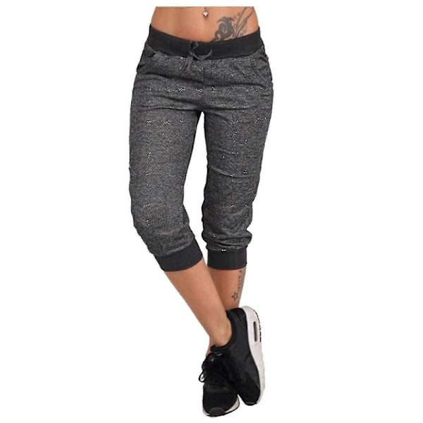 Dame Sommerbukser Yoga Snørebukser Mode Capri Bukser Afslappet Cropped Ben L Black