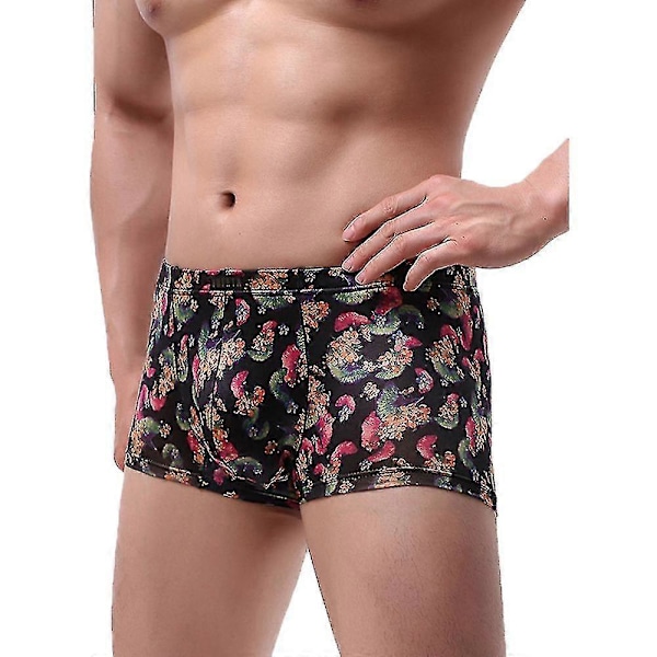 Miesten kukalliset seksikkäät bokserit Alushousut Joustavat alushousut Pikkuhousut Shortsit Black L