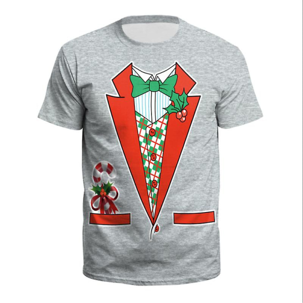 Unisex jul 3d- printed kortärmad t-shirt Julnyhet rolig toppskjorta style 8 S