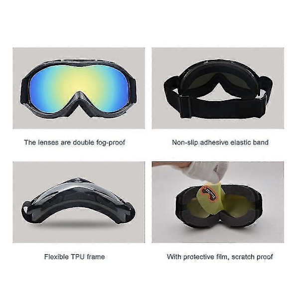 Snowboardglasögon för vuxna Anti-imma Uv400 Skidglasögon Pläterade Motocrossglasögon för män och kvinnor