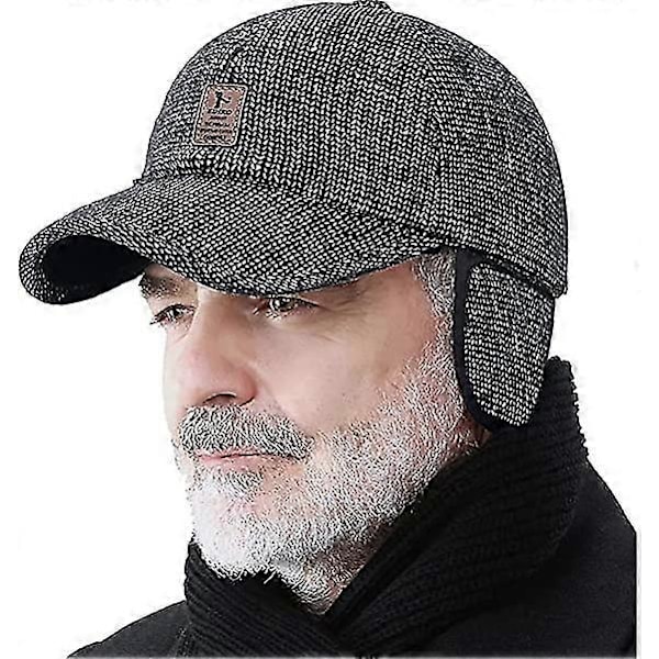 Vinterlue for menn, utendørs, justerbar varm sport golf baseballcaps pappaluer øreklaffer tykkere 55-60cm