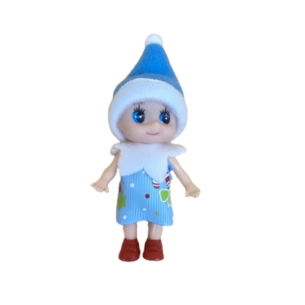 Jul Baby Elf Doll Hylla Prydnad stygg Miniatyr Elf Figurer Leksak Hem Xmas Dekoration Toddler Nyfödd Present Blue