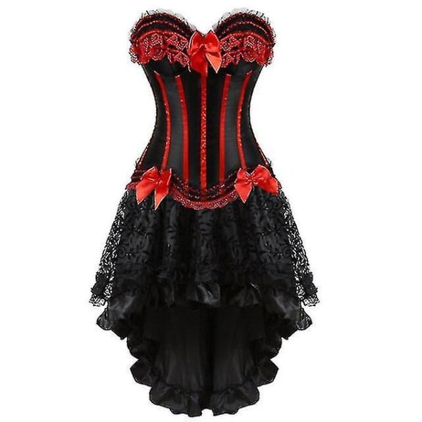 Tflycq Burlesque Dancer Klänning med kjol Vintage randig blommig spets korsett Bustier för sexiga kvinnor Cosplay Halloween kostym
