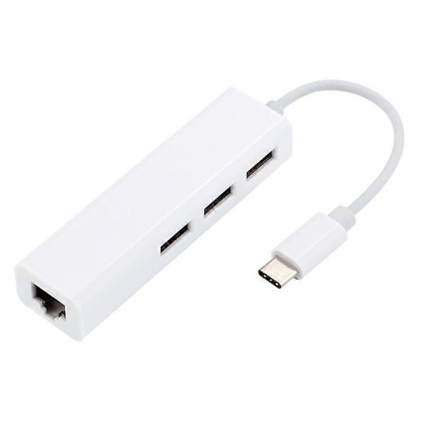 USB-C Hub Bærbar Høy Hastighet Driverfri Type-C til USB 2.0/RJ45 Ethernet Kort Dokkingstasjon for Datamaskin