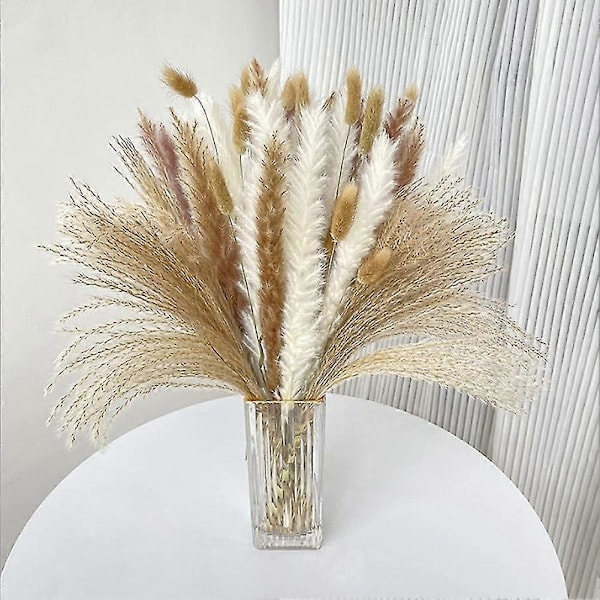 90 kpl 43 cm Luonnollinen Kuivattu Pampasheinä Sisustus, valkoinen & ruskea Pampas, kukka-asetelmiin Boho Häät