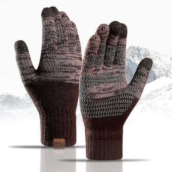 Strikkede vinterhansker for kvinner og menn, kasjmir, strikket, varme og tykke hansker for kvinner, høst og vinter, berøringsskjerm, skihansker Dark gray