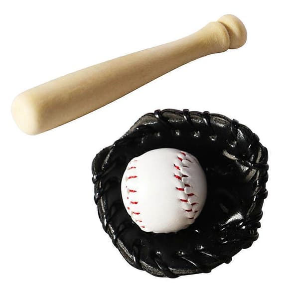 1 Sæt Miniature Baseball Bat Handsker Bold Sæt Dekorativ Simulation Lille Hus Tilbehør