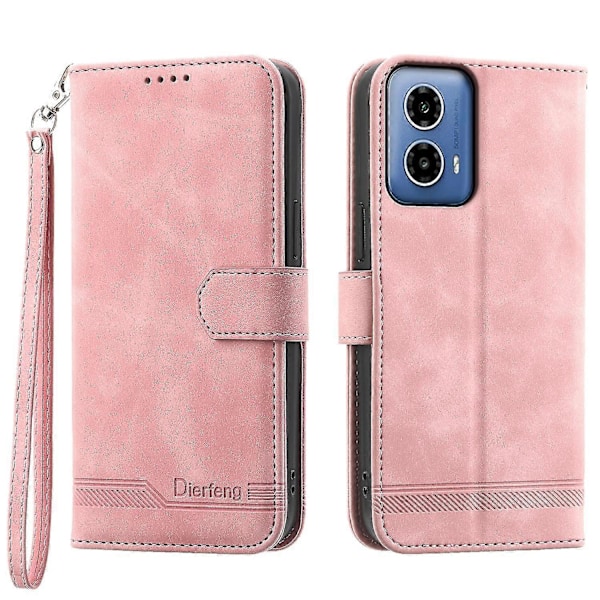 DIERFENG DF-03 til Motorola Moto G34 5G Etui Wallet PU Læder Telefon Cover - Rød Pink Style C Motorola Moto G34 5G