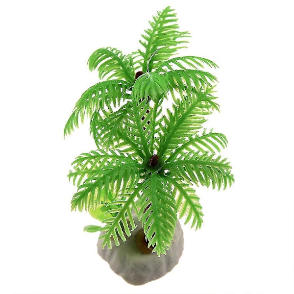 Akvarium Emulert Mini Kokosnøttre Vannplanter Dekor M/ Keramisk Base