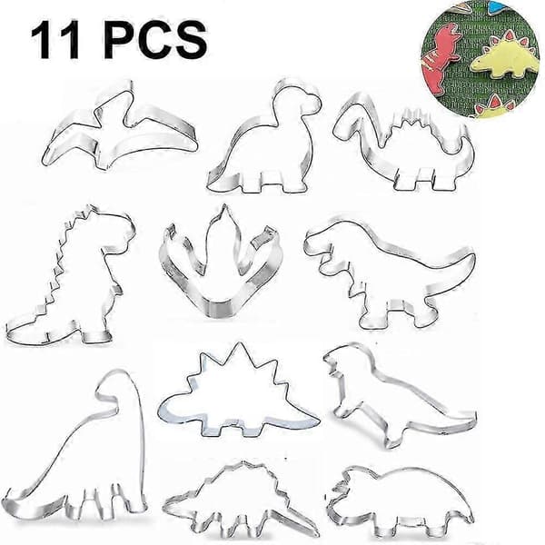 Dinosauruskageform, fondantkageform til børn, bagning af småkager, sæt med kageforme i rustfrit stål