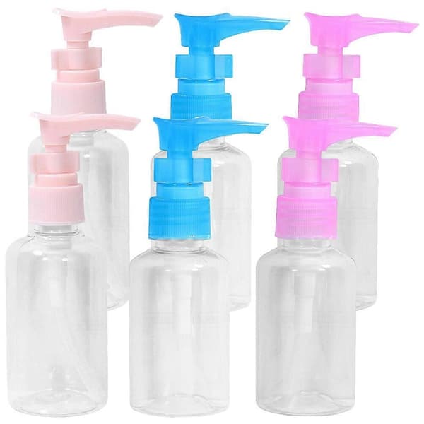 6 st Plastflaskor med Pump Klar Pump Dispenser Tomma Påfyllningsbara Schampoflaskor Slumpmässig Färg