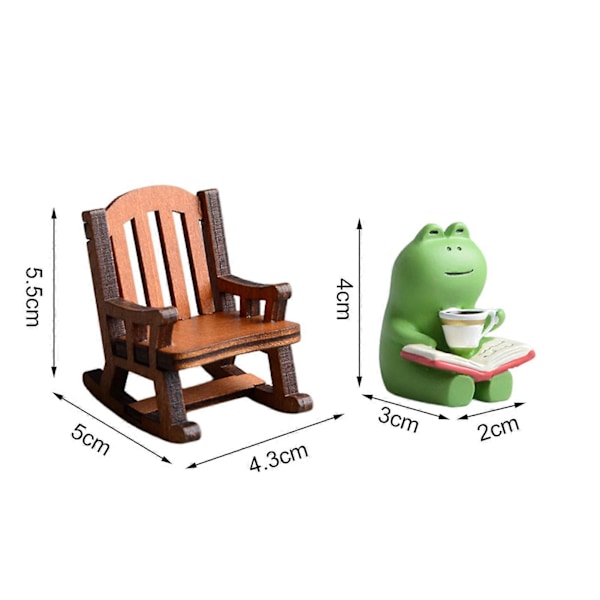 2 kpl/setti Miniatyyri Sammakko Keinutuoli Figuriinisetti Hauska Sammakko Veistos Pöytäkoriste Söpö Sammakko Lahja