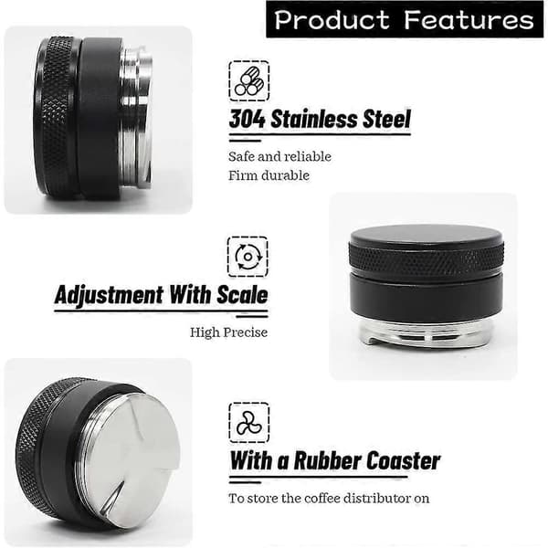Kaffe Dosering Ring 54mm Roterbar Kaffe Tamper Tilbehør Med Kaffe Distributør 53mm Kaffe Nivå