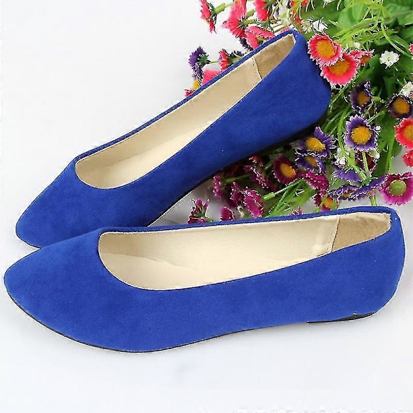 Dame Ruskind Flade Sandaler Ballet Ballerina Dolly Brudesko Casual Bådsko Blue 42