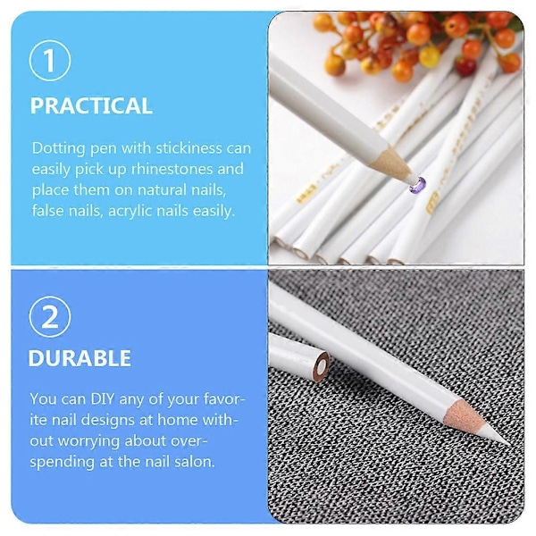 12st Nagel Dotting Pen Ädelstenar Pärlor Strass Plockare Manikyr Dotting Verktyg