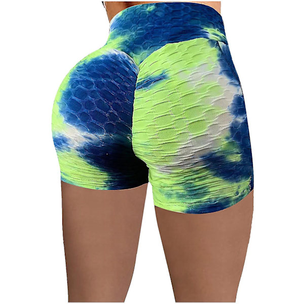 Tflycq Kvinnor Korta Flerfärgade Fickor Tights Hög Midja Elasticitet Sport Yoga Byxor Blue L