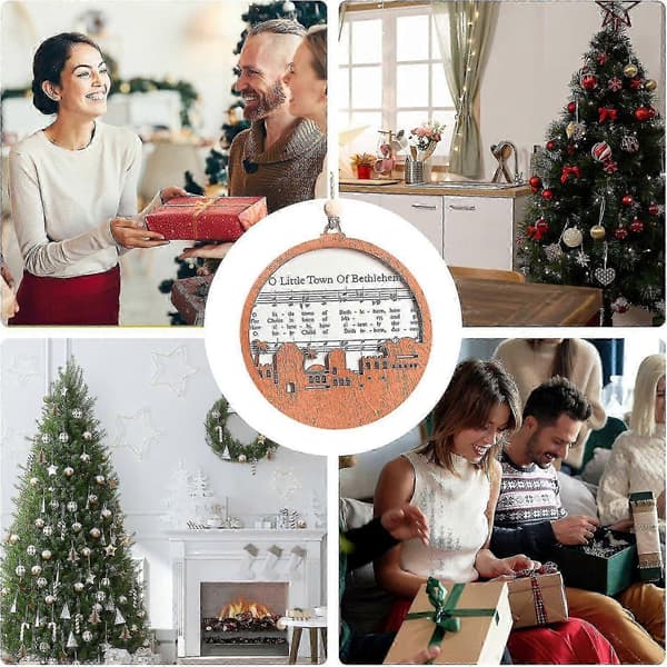 Julekrybbe ornamenter i noder træ noder ornament - træ ornament julepynt kompatibel med juletræ nytårsfest supp 2