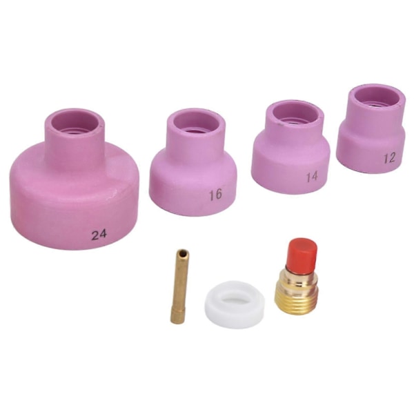TIG Gaslins-kit med 7 st Keramiska Koppar Elektrodhållare och PTFE Frontskydd för WP 9 20 25