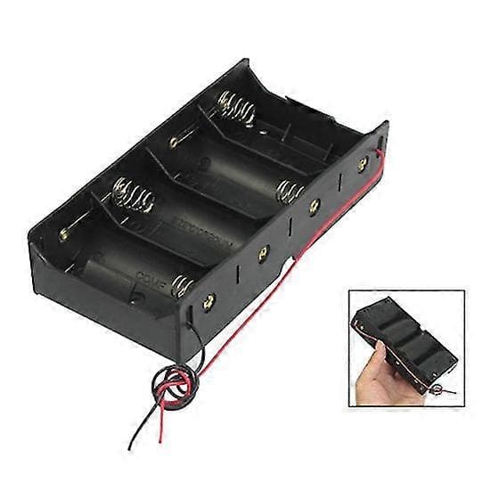 Sort 4 X 1.5v D Batteriholder Opbevaringskasse m/ Ledninger