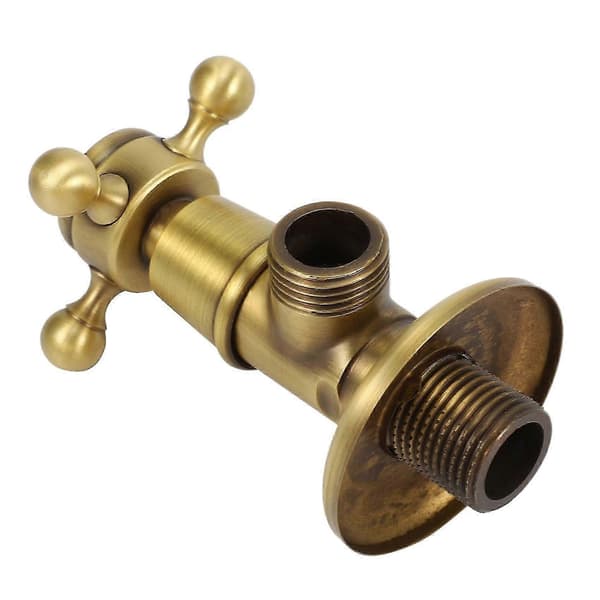 Antik Mässing Triangelventil Vattenkontrollventil Badrumskran Vattenventil 1/2X1/2 Mässing Vinkel