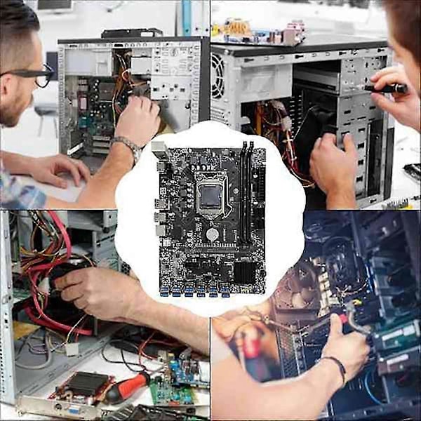 B250c Mining -emolevy lämpötahnalla+kytkinkaapelilla 12 Usb3.0 - Pcie-paikkaan Lga1151 Sata3.0 Su
