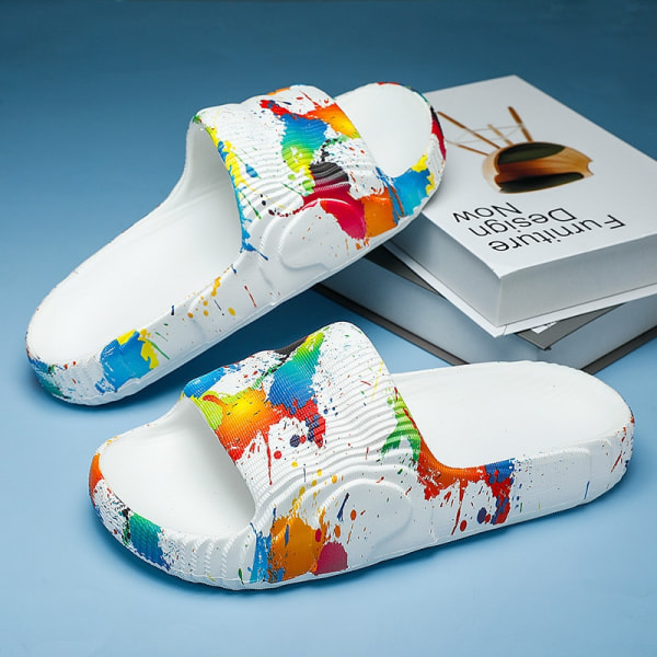 Tofflor herr ytterkläder sommar sport kokos stepping bajs känsla halkfri mjuk sula flipflops utomhus strand tjock sula sandal 2025white 45-46