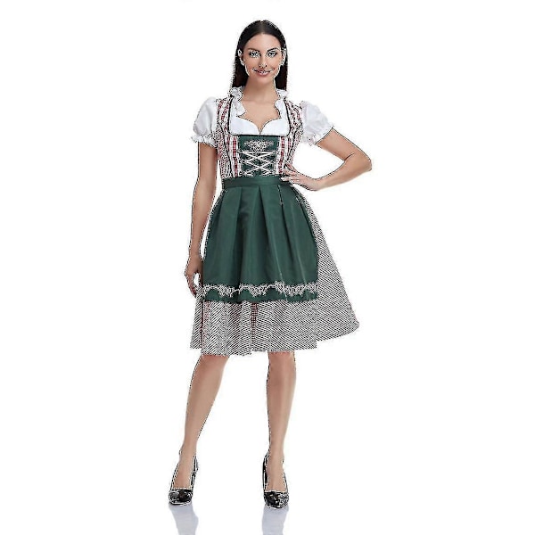 Naisten Oktoberfest Oluttyttö Puku Baijerilainen Perinteinen Dirndl Mekko Cosplay Naamiaisasu Dark Green S