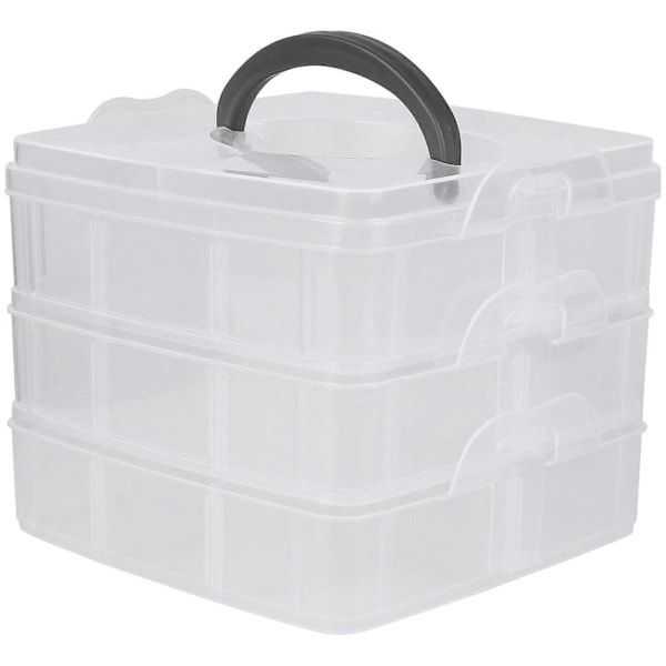 Fackindelad Förvaringslåda 3 Lager Organizer med Justerbara Avdelare 18 Fack Smyckesförvaring för Washi Tape Pärlor Hantverk