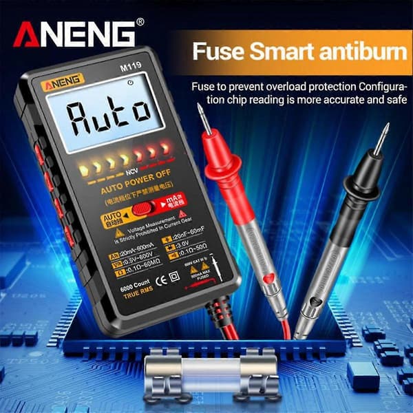 M119 Bærbar Digital Multimeter 6000 Tællinger Multimetro Avometer Transistor Kondensator Tester