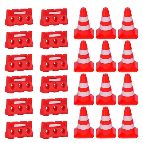24 st Mini Trafikkoner Staket Trafikskyltar Leksaksset Trafikkoner Leksaker