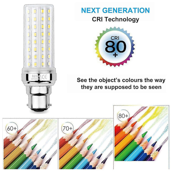 20w LED Kornlamper, 150w Ekvivalent Glødepære, 2300lm, 3000k Varmhvit, B22 Bajonett Lyspærer, 3 Stykker