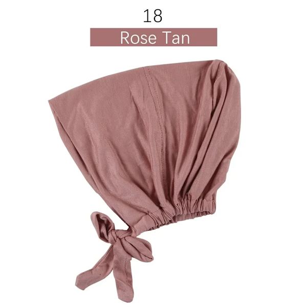 Jersey Mjuk Modal Muslimsk Turban Hatt Inre Hijab Mössor Islamisk Undersjal Bonnet Indien Hatt Kvinnlig Huvudbonad Turbante Mujer Rose Tan