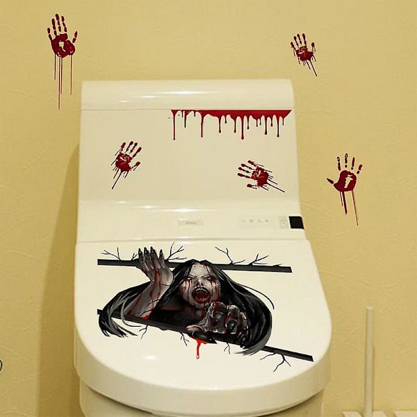 Seinä Ikkuna Ovi Lattia Itseliimautuva Tarra Halloween Kurpitsa Tarrat Kauhu Hahmo Tarra Vedenpitävä Kummitus WC Tarra type A