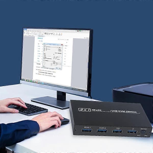 Switch Box Kompakt Størrelse Overfør Data Metall 2 i 1 USB HDMI Kabel KVM Switch for Hjem