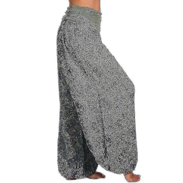 Naisten Boho Paiey Gypsy Harem Housut Ali Baba Jooga Palazzo Löysät Hippihousut Bloomersit Smokkivyötäröllä Army Green L