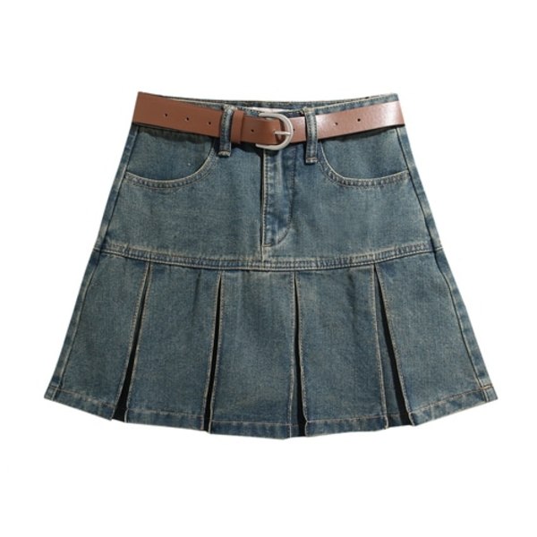 2023 Ny Amerikansk Spice Y2K Sommer Kort Denim Nederdel Retro blue M