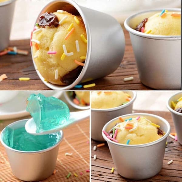 Mini buddingform, 6 stk. kageform genanvendelig non-stick bagepapirforme DIY kageforme let at rengøre til buddingtærter