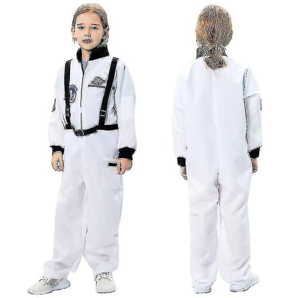 Snabb leverans Barn Astronaut Kostym Uniform Spel Prestanda Kostym Halloween Carnival Disguise White XL