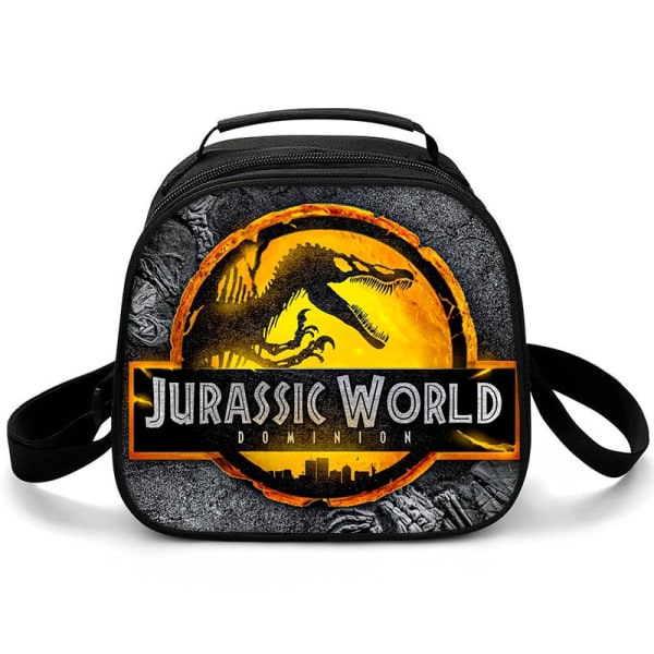 Harajuku Novelty Cool Jurassic World 3D printed Crossbody picknickväska Halvcirkel Lunchlåda Skolmat Lunchväska Ispåsar Black