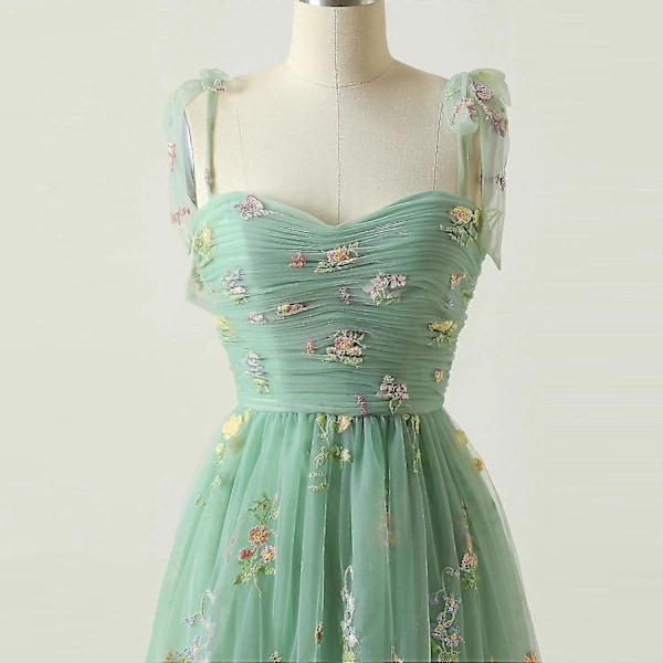 Kjoler til Kvinder Hjemkomst Kjoler Pufærme Blomsterbroderi Tyl Formelle Kjoler Green 1 2XL