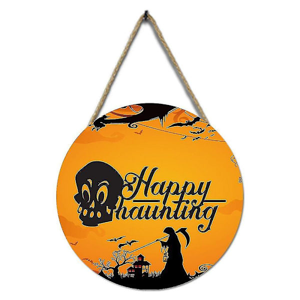 Halloween Noitakyltti Puinen Ripustus, Pyöreä Halloween Halloween-kotijuhliin Ulkokoriste
