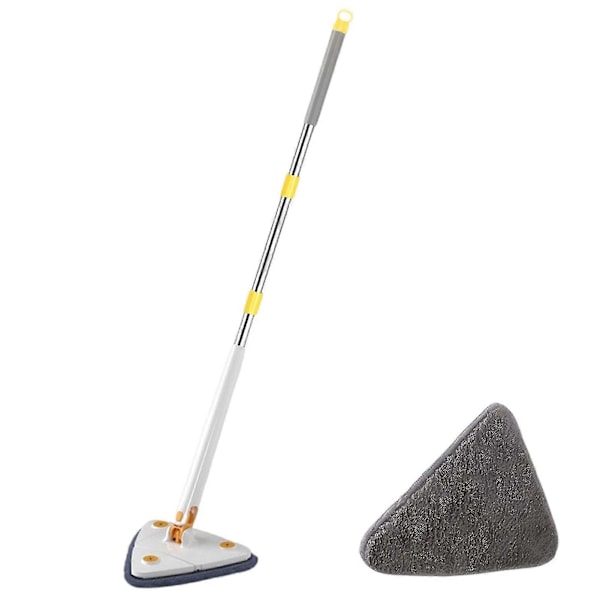 360 Asteen Kiertävä Säädettävä Puhdistusmop Wet & Dry Kaksoiskäyttöinen Kolmiomainen Vapaakätisesti Pestävä Mop Lattian ja Seinän Puhdistukseen 1 Cloth Included Blue