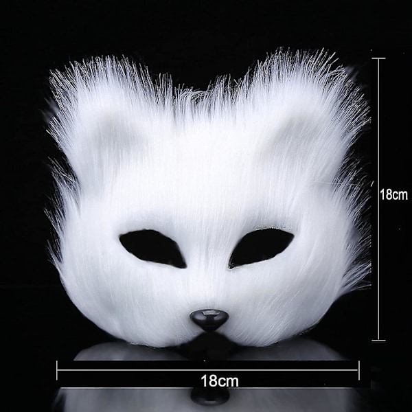 Pörröinen kettunaamio Halloween Cosplay Puku Puolinaamio Huntu Silmälasit Hieno Puku Silmänaamio Halloween Juhlat Meikki Rekvisiitta Puku Asuste Eläinjuhlat Kissa Ma White