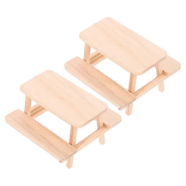 2 st Trämöbler för Dockhus Mini Dockhusbord Och Stol Dockhus Träbord Modell