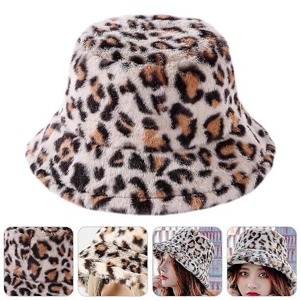 1st Mode Varm Fiskehatt Fluffig Höst Vinter Leopard Fiskare