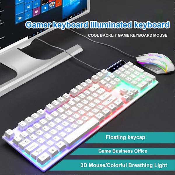 Gaming Tangentbord Mus Set Ingen Drivrutin Krävs Ergonomisk Design DPI Justerbar Laptop Dator Trådbundet Tangentbord Mus