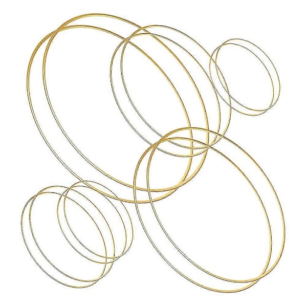 12 stk. 6 størrelser Guld Dream Catcher Metalringe Blomsterhjul Krans Makrame Kreationer Ring Til Diy C