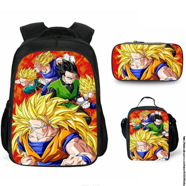 3 st 16 Tum Dragon Ball Goku Skolväska Barn Skolväska Gold 14inch