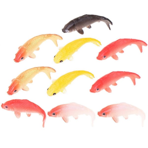 10 stk. Mini Simulering Gullfisk Modeller Fargerike Mini Falske Fisk Modeller Blandet Stil